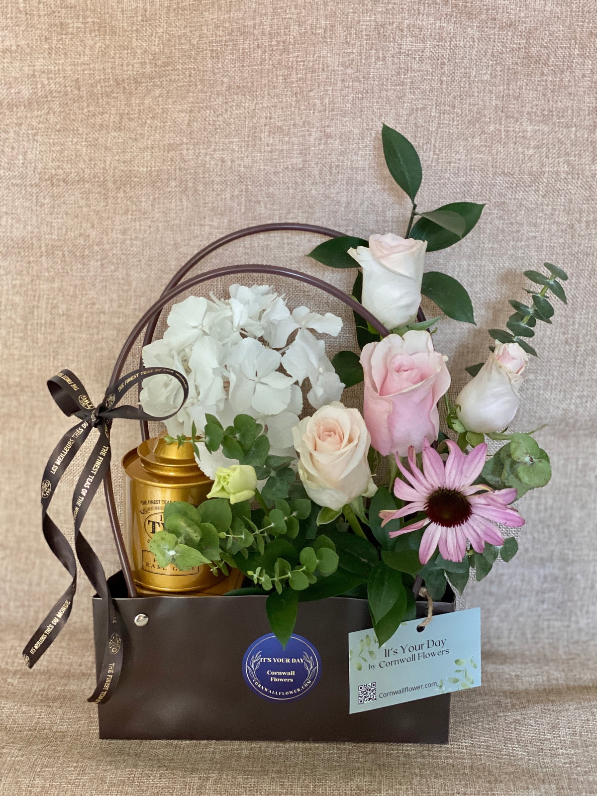 Tea and Flowers Gift Basket
